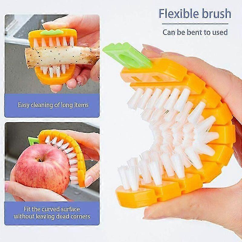 Vegetable Brush, Mini Fruit and Vegetable Cleaning Brush, Carrot Shape Vegetable and Fruit Cleaning Brushes, Fruit Cleaner Kitchen Tools 2 PiecesOran
