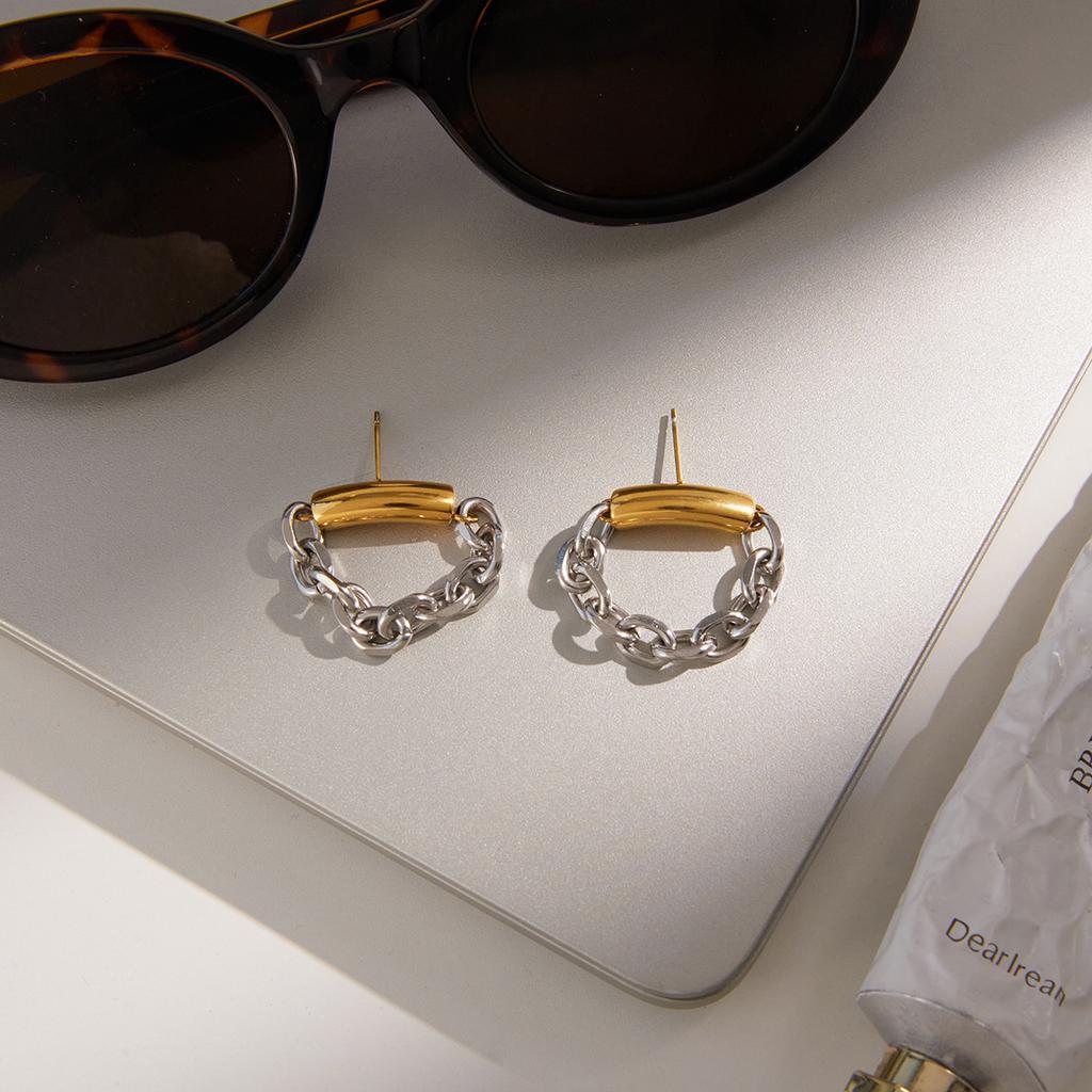Yori Stainless Steel Chain Tassel Earrings For Women Exquisite Fashion Metal Texture Geometric High Quality Chic Jewelry Gift