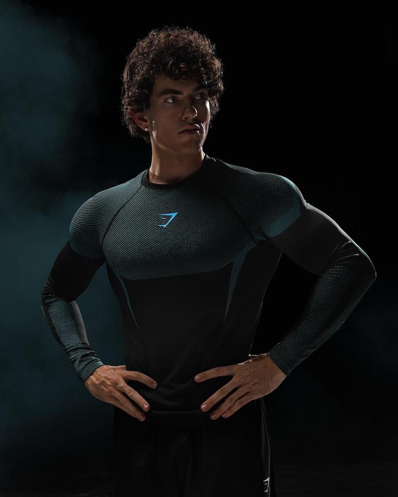 GYMSHARK Top a Manica Lunga da Corsa e Fitness - Casual, Traspirante, Vestibilità Aderente