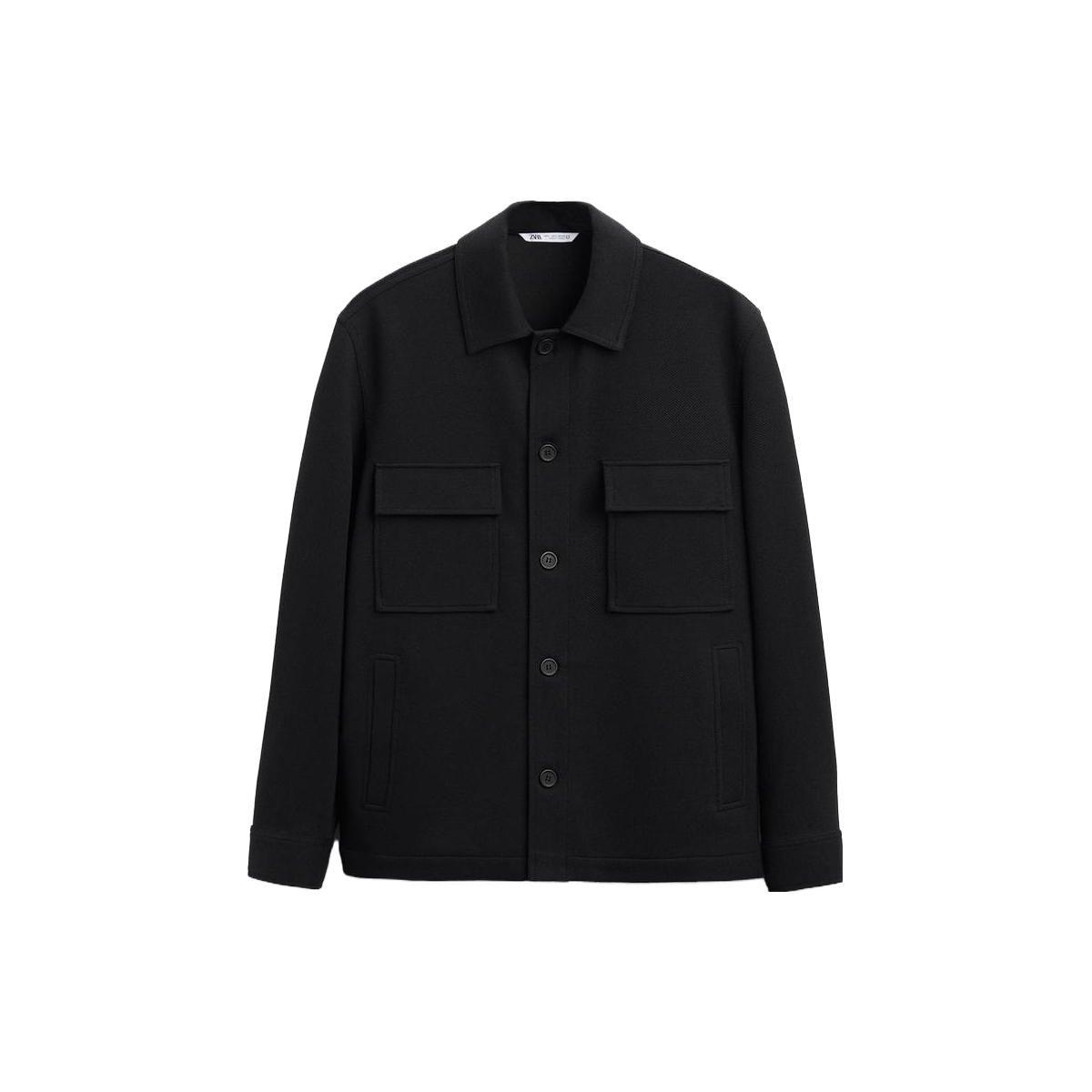 

Zara Square Neck Casual Button Long Sleeve Shirt Men tops Black 00706430800-33 XL