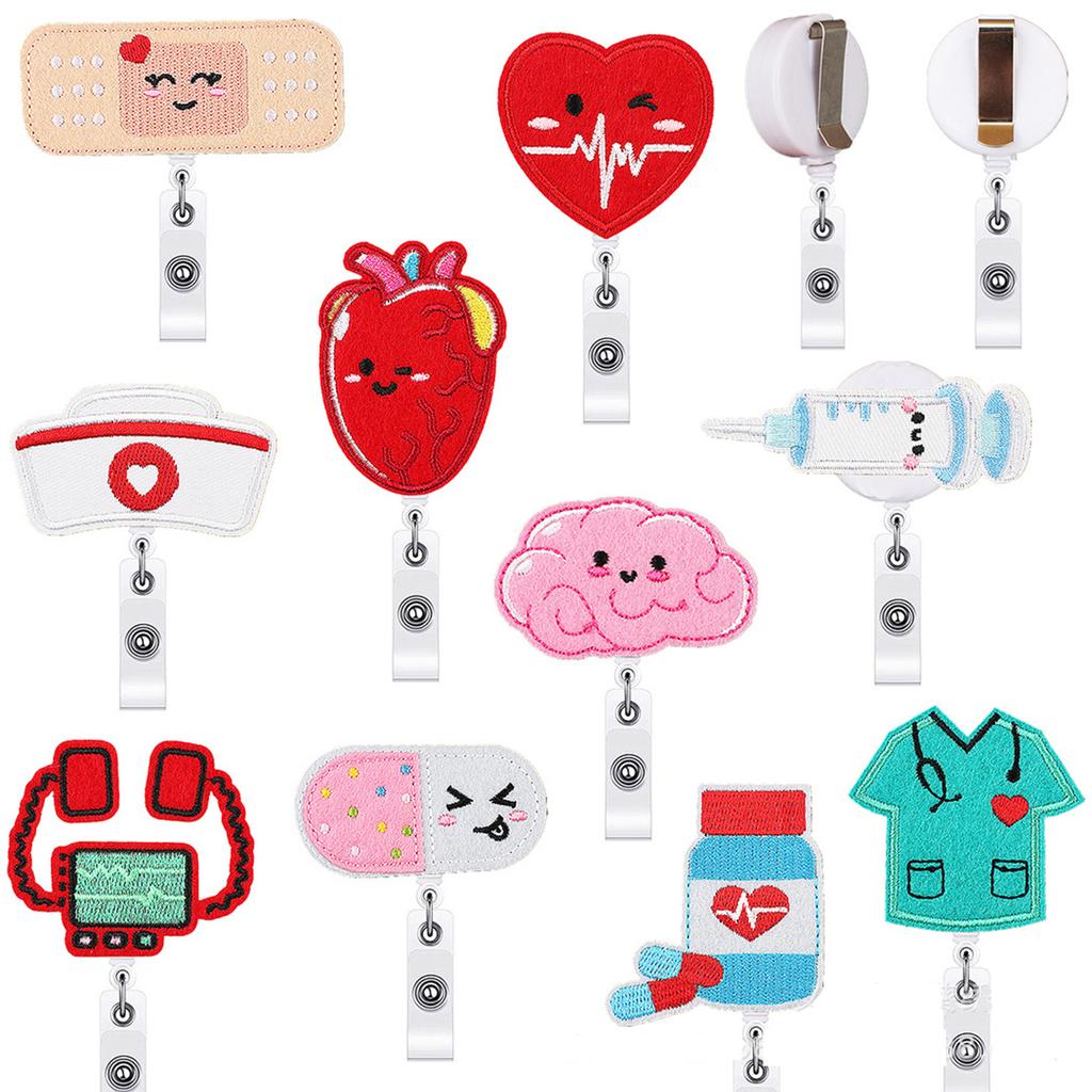 Recyclable Retractables Badges Holders for Nurses With Embroidery Designs and Secure Attachment Clip