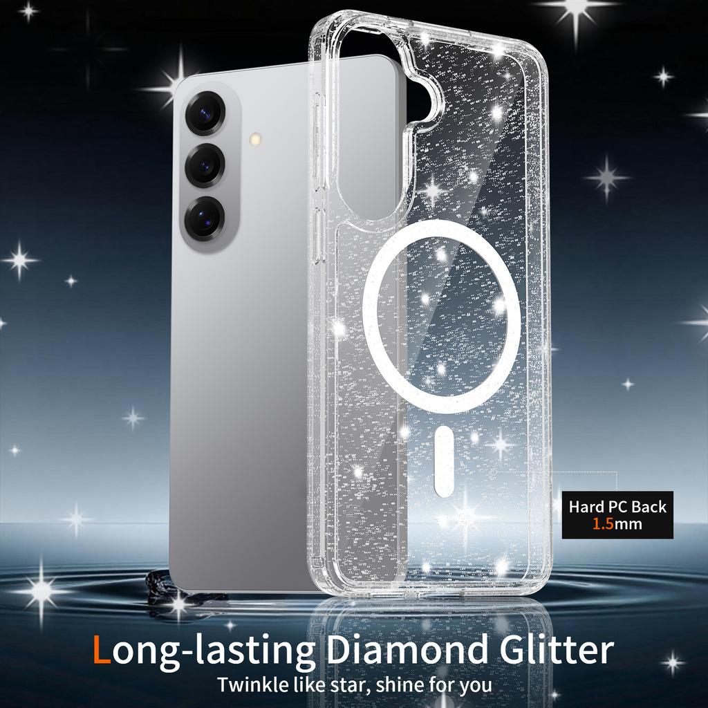 Dla Samsung Galaxy S26+ Magnetyczne Etui Błyszczący Design TPU PC PET Odporne na Upadki Pokrowiec na Telefon