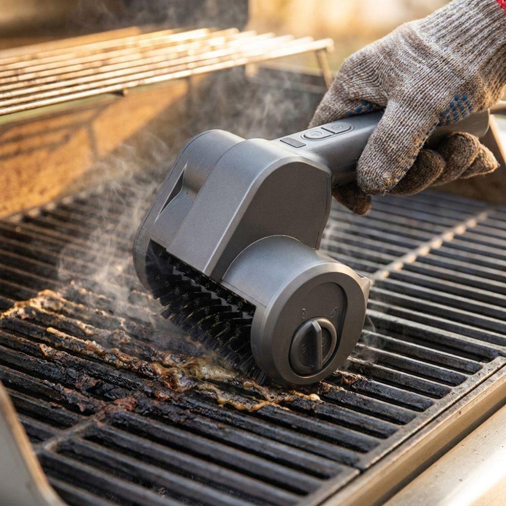 Rechargeable Cordless BBQ Grill Brush with LED Light BBQ Rotating Brush Roller Grill Brush Kitchen