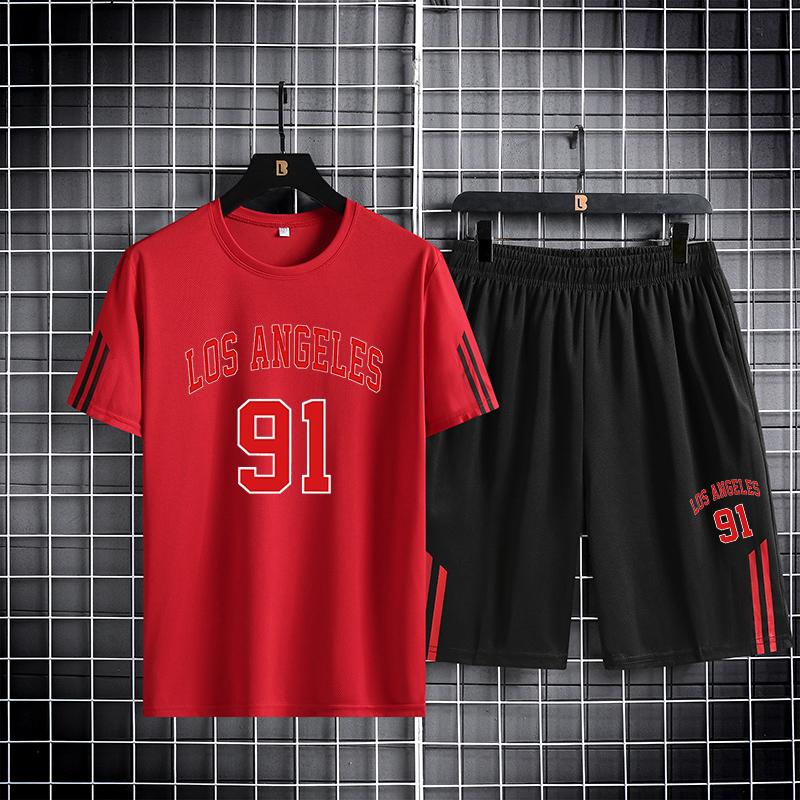 

Летний баскетбольный комплект для мужчин и женщин, тонкие дышащие быстросохнущие шорты с круглым вырезом и короткими рукавами, комплект из двух предметов для бега L