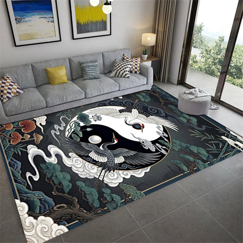 2025 New crowned Crane Carpet Rug for Living Room Bedroom Home Sofa Decoration,Kids play Non-slip Floor Mat98