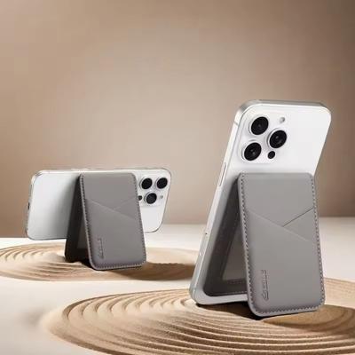 Luxury Leather Cellphone Magsafe Magnetic Card Holder For iPhone 14 11 12 13 15 16 Pro Max Plus RFID Anti-Skimming Bank ID Card