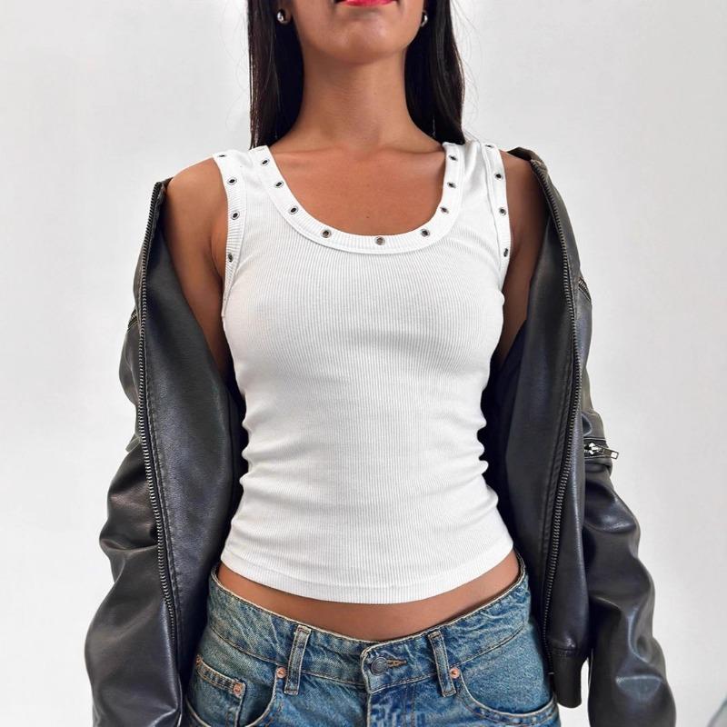 Hollow U-neck Vest Suspender Women s Summer Design Slimming Sleeveless Top S белый