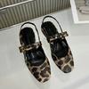 Fashion Bailamos Women Flats Shoes  Designer Luxury New Fashion Ladies Heels Mule Shoes Slingbacks Sandals Casual Female Loafer Leopard