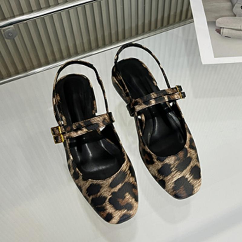 Fashion Bailamos Women Flats Shoes  Designer Luxury New Fashion Ladies Heels Mule Shoes Slingbacks Sandals Casual Female Loafer Leopard