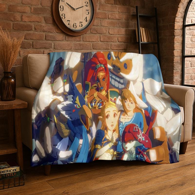 Classic Game Z-Zelda Cartoon Link Flannel Blanket Soft Warm Throw Blanket for Bedroom Living Room Bed Travel Camping Picnic