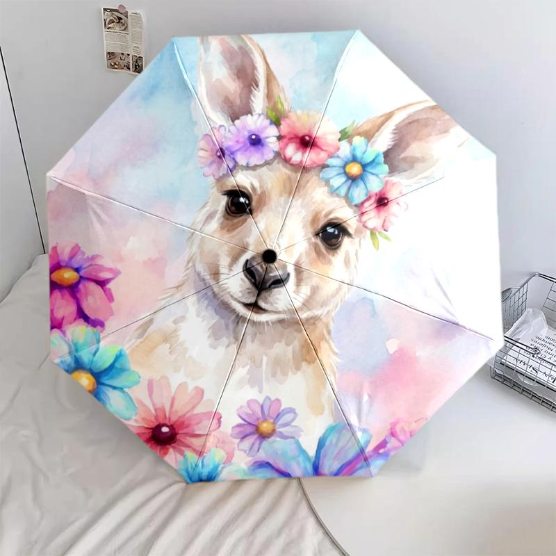 

1 PC Automatic Folding Umbrella - Animal Photos Pattern, Portable & Foldable Design with 8 Ribs, Christmas Birthday Gifts