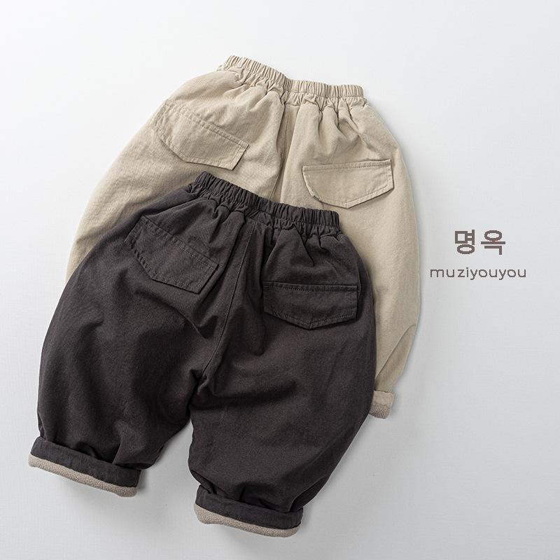 Kids Thick Fleece Warm Loose Casual Wide Leg Pants For Boys And Girls