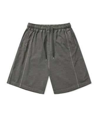 DIVINE DISTANCE Pigment-Dyed Sweat Shorts [Khaki]