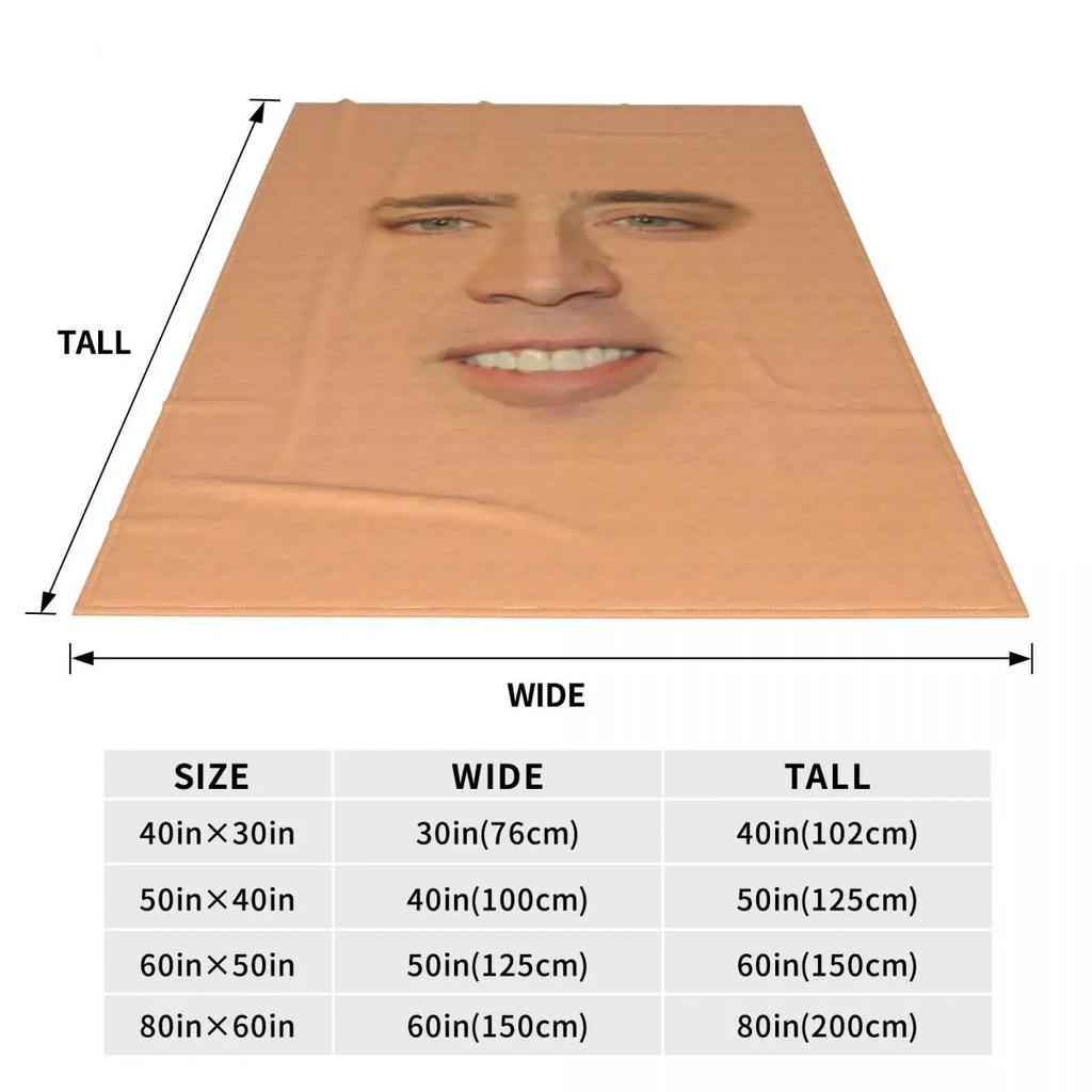 Nicolas Cage Vollgesicht Woll-Decke Neuheit Überwurfdecke für Zuhause Teppichstück