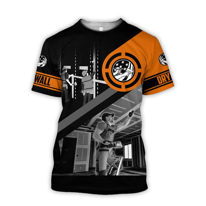 Grafická pánská trička pro sádrokartonáře Pánské oblečení Letní 3D potištěné topy Krátký rukáv Módní Ležérní Nadměrné tričko Unisex