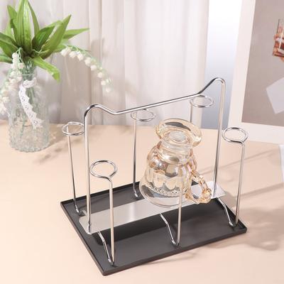 Stainless Steel Cup Drying Rack Large Capacity Saving Space Glass Cup Storage Rack Upside-Down with Handle Tea Cup Holder