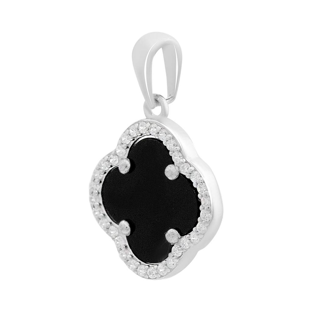 Silver Pendant with Onyx, Cubic Zirconia (2208655)