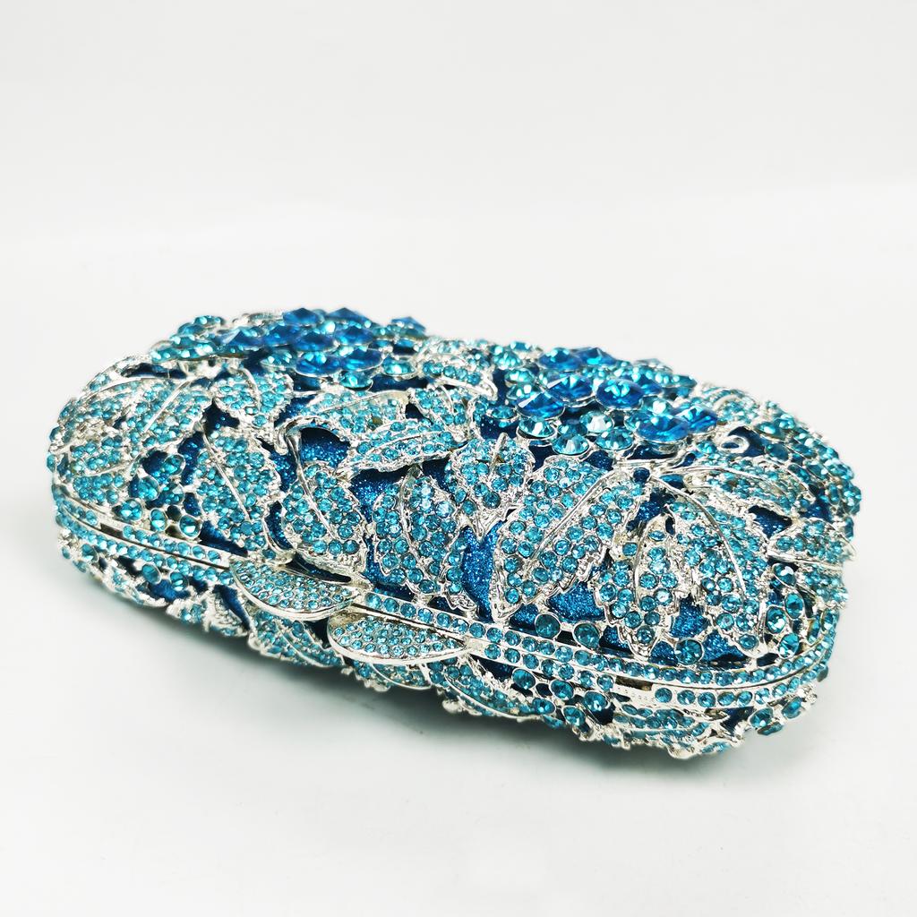 Luxury Sky Blue Rhinestone Evening Bag Gala Diamond Dazzling Crystal Wedding Clutch Bridal Purse WHTUOHENG Party Handbag