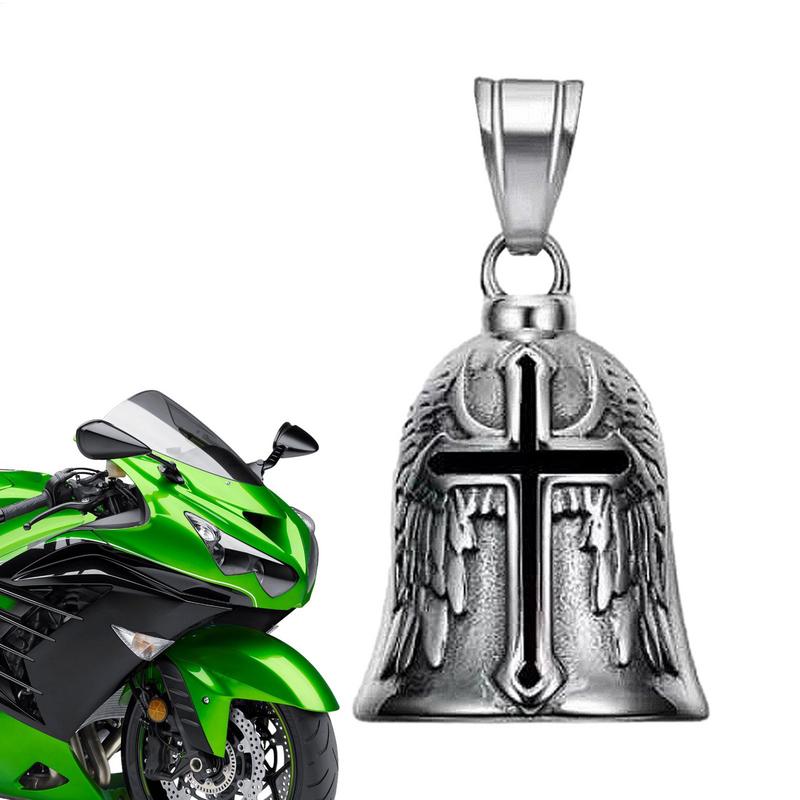 Cross Lucky Bell Angel Wings Motorcycle Bell Pendant Keychain Punk Rock Men's Riding Party Amulet Exorcism Jewelry Accessories