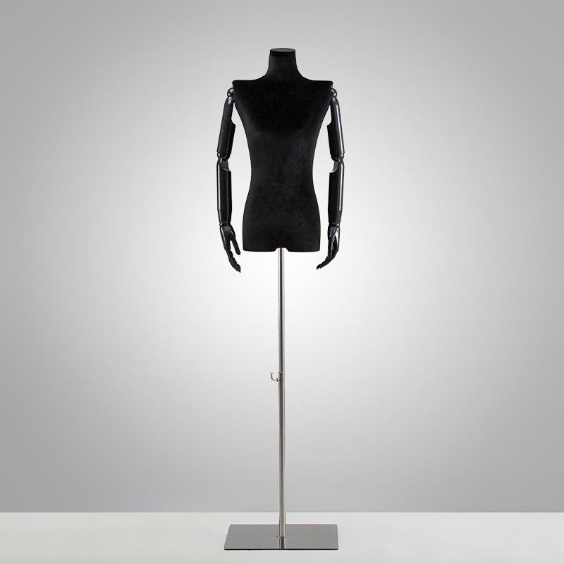 Korean Style Black Off-Shoulder Women's Half Body Mannequin with Right Angle Shoulder and Full Body Display Stand