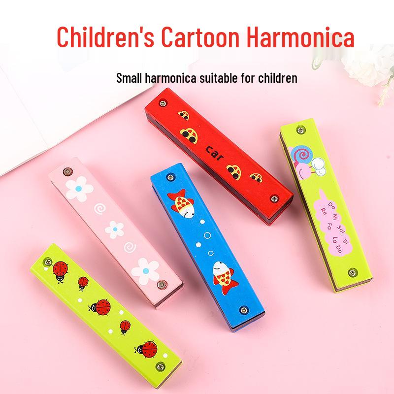 Armonica in Legno Dipinta per Bambini - Strumento Musicale a 16 Fori per Educazione Precoce e Uso all'Asilo