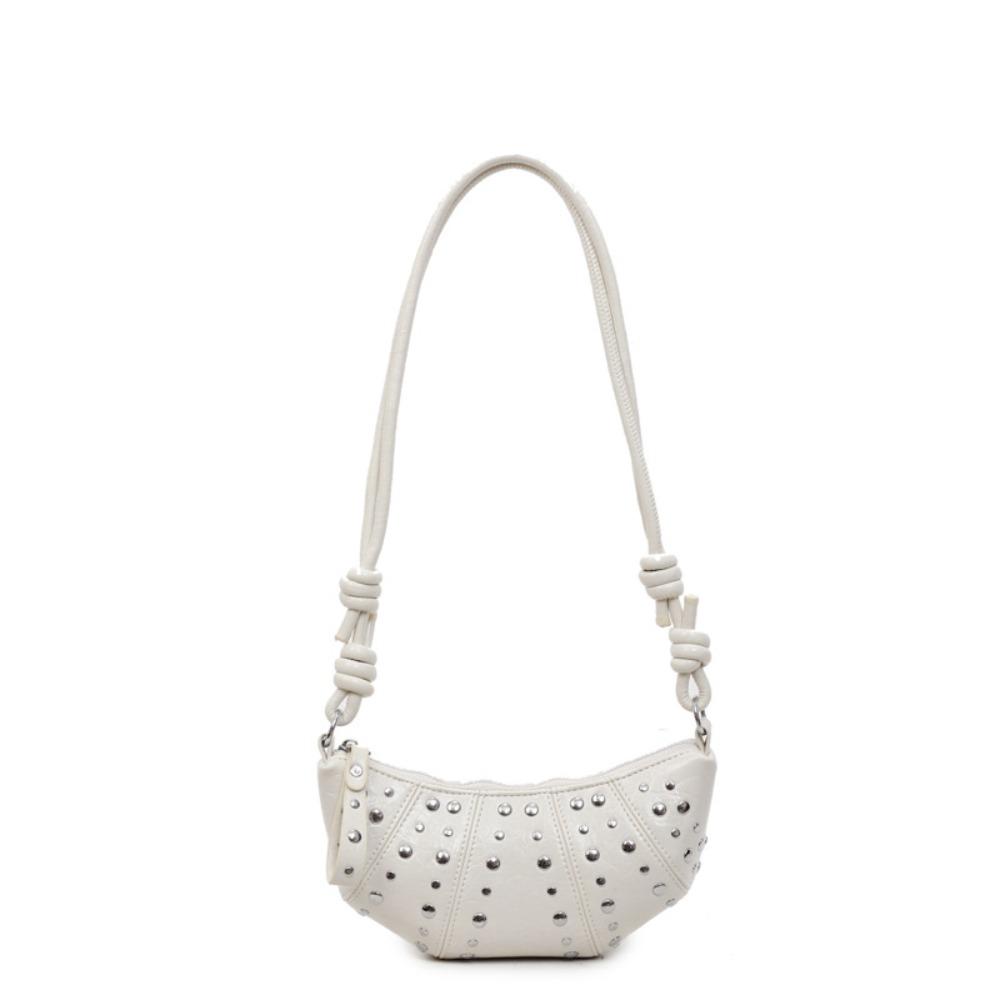 Crossbody Bag Rivets PU Dumplings Bag Small Pack Punk Style Handbags Croissant Shoulder Bag  Lady