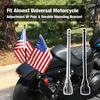 Motorcycle Flag Pole Mount Adjustable For Harley Rear Side Flagpole Rack Luggage Shelf With Base