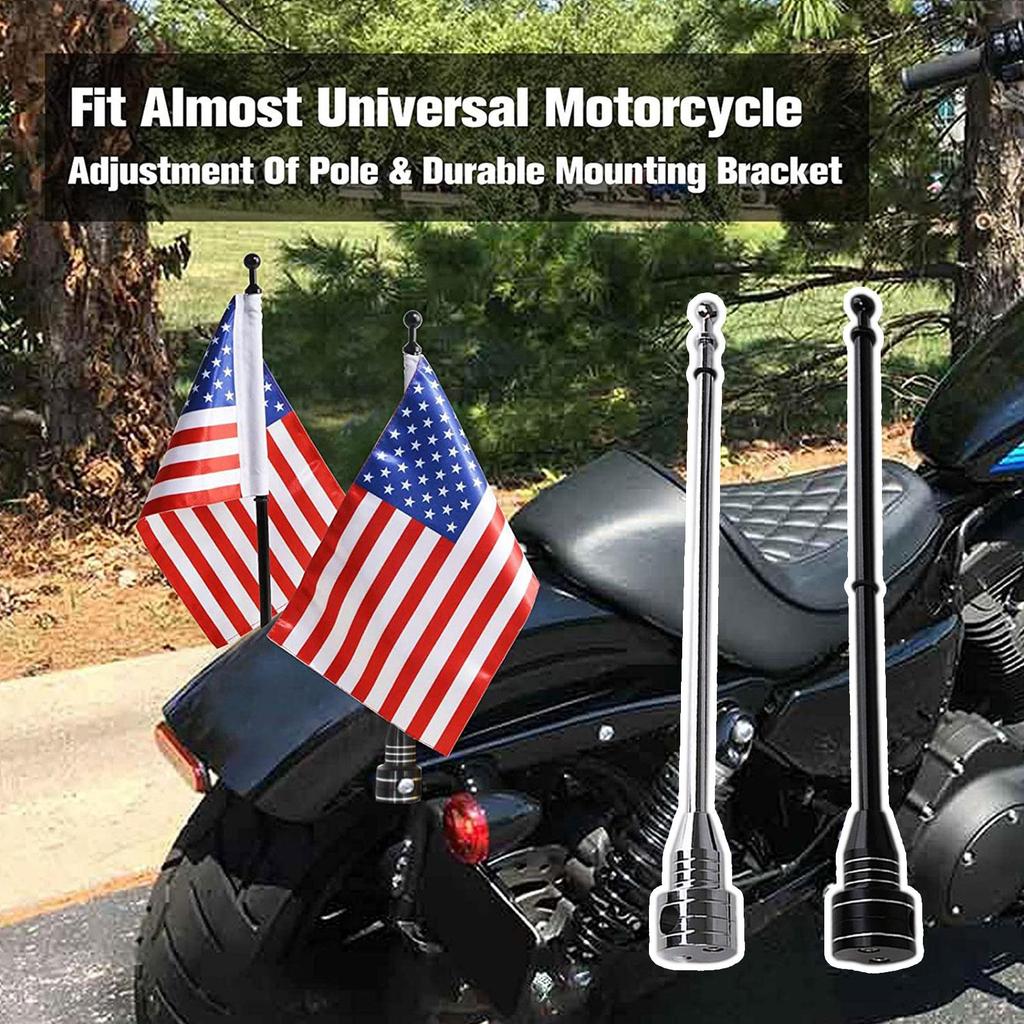 Motorcycle Flag Pole Mount Adjustable For Harley Rear Side Flagpole Rack Luggage Shelf With Base