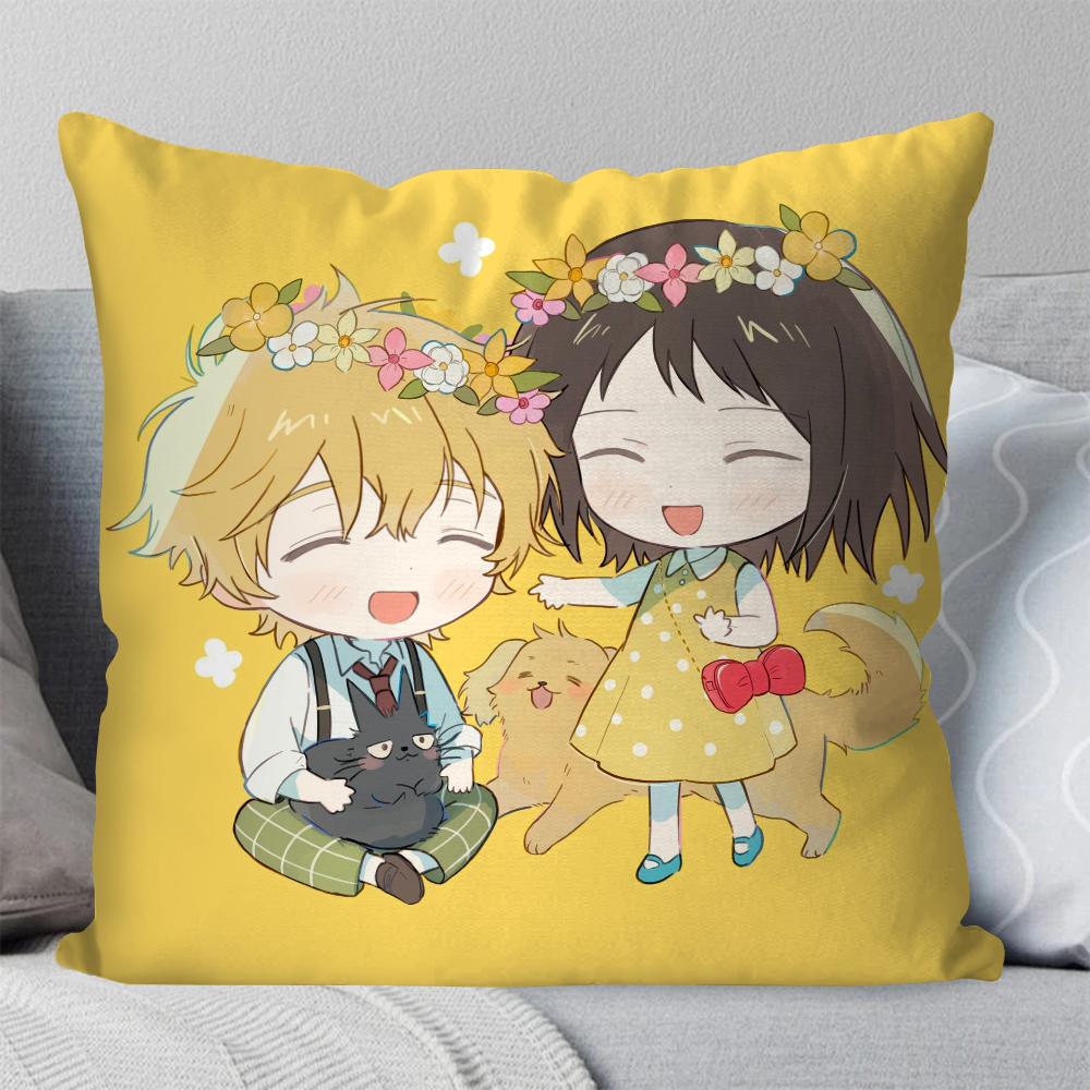 Skip And Loafer Youth Campus Animation Pillow Case Square Pillow Bedroom Sofa Leisure Comfort Living Room Home Decoration 40X40