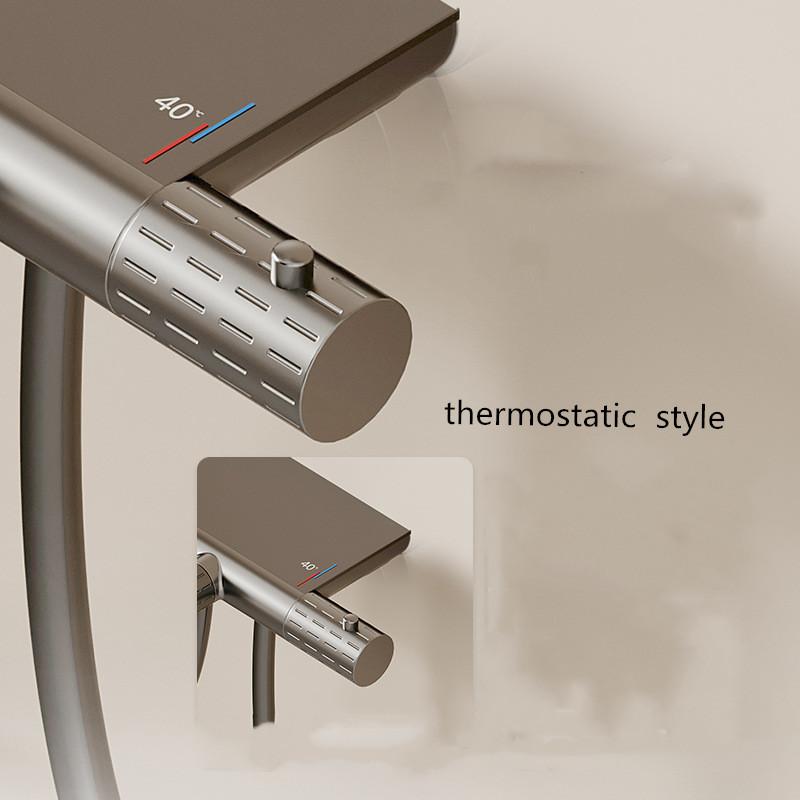 New Arrival Tuqiu White Bathtub Shower Set Wall Mounted Gray Bathtub Faucet Thermostatic White Bath and Shower Mixer Taps Brass