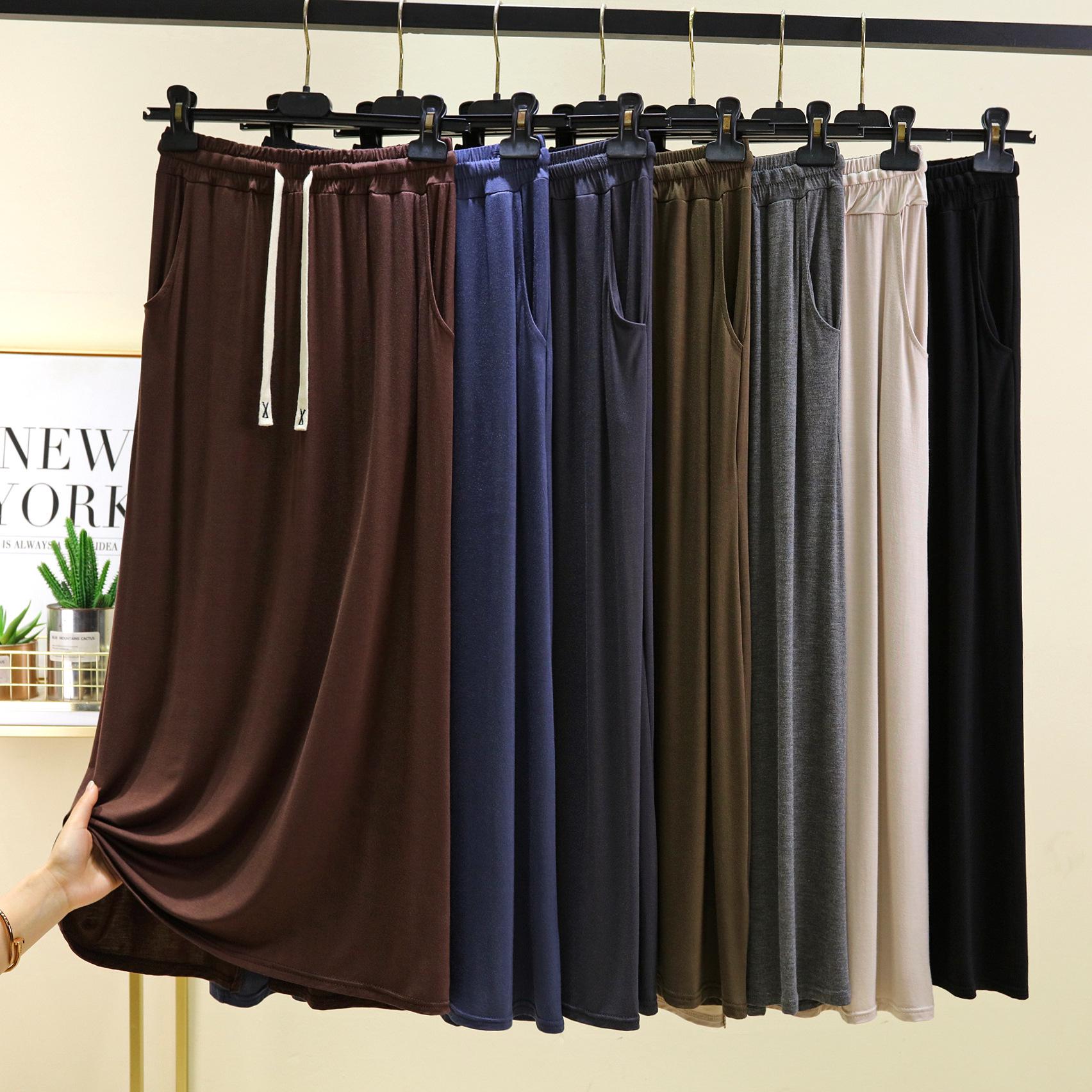 

Women s Elastic Waist A-Line Midi Skirt - Modal Pocket Casual, Loose Fit for Spring/Summer Double Extra Large