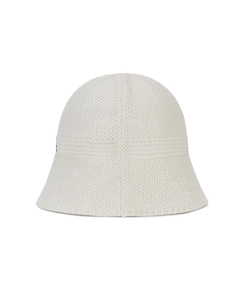 Bajal Studded Logo Summer Knit Bucket Hat Cream