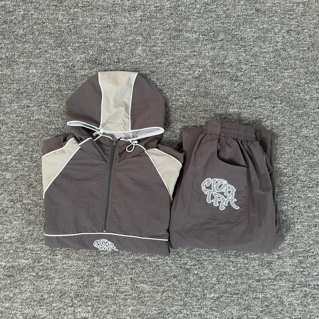 Mertra Retro Colorblock Windjacke & Lässige Sporthosen Set