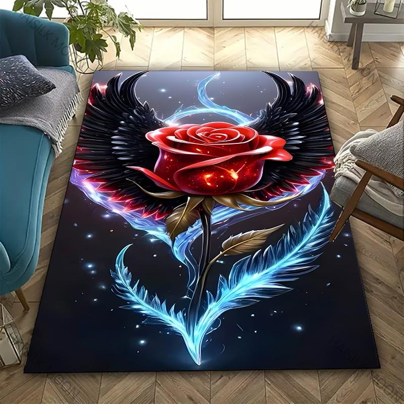 Blumen Thema Blaue Rose Pfingstrose Gedruckter Teppich Wohnzimmer Schlafzimmer Sofa Büro Große Fläche Dekorative Matte Kinder Spielteppiche Schönes Geschenk