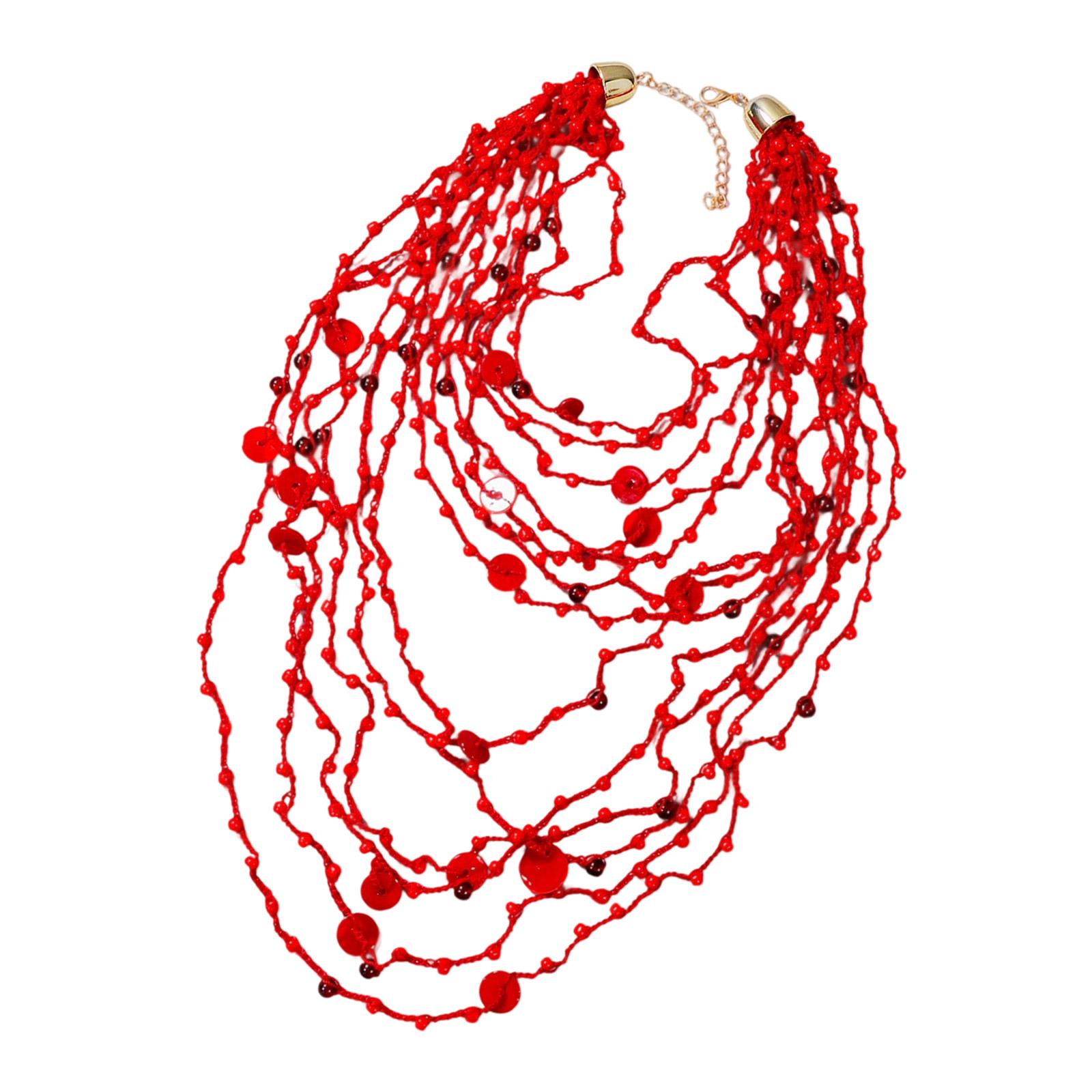 

Ожерелье из бусин ручной работы, удобная бижутерия из сплава, легкая жемчужная шейная цепочка для повседневной носки и вечеринок красный