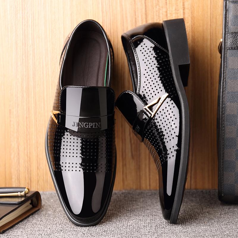 Summer New Breathable Pointed Leather Casual Shoes For Men Luxury Designer Loafers Brand Dress Evening Footwear Zapatos Hombre