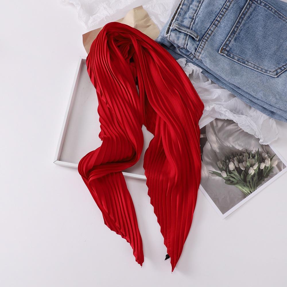 70*70cm Damen Plissiertes Rhombus Kopftuch Wickeltuch Schal Halstuch Bandana Einfarbig