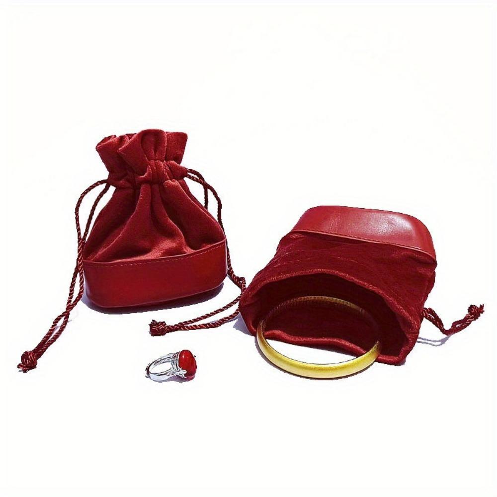 1pc Red/Green Drawstring Drawstring Mouth Lucky Bag, Mobile Phone Cosmetics Storage Packaging, Suede Jewelry Jewelry Bag