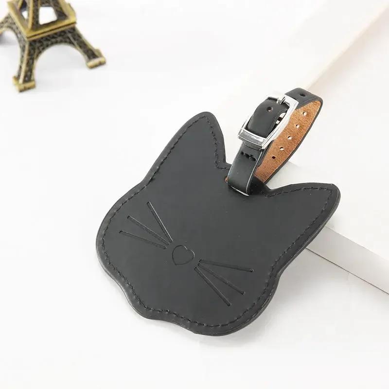 1Pc Cute Cartoon Cat Cute Luggage Tag Women Men PU Leather Suitcase Tag ID Address Label Baggage Boarding Tag Luggage Tags