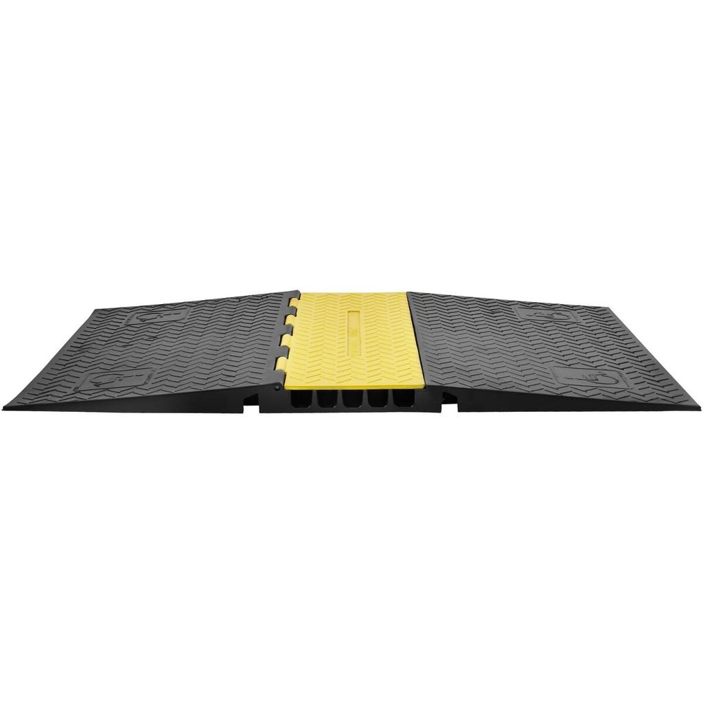 Rubber Cable Protector Ramp, 5 Channel, 22000 Lbs/axle Capacity Heavy Duty Wire Cover Ramp Hose Cord Ramp Driveway, Traffic Speed Bump with Flip-Open