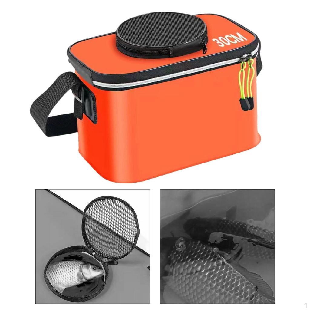 Składane Wiadro Wędkarskie z Paskiem na Żywe Ryby, Idealne na Wędrówki i Kemping