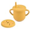 Reusable Silicone Baby Feeding Cups Double Lids BPA Free Training Sippy Cup Soft Leak Proof Straw Cup for Toddlers