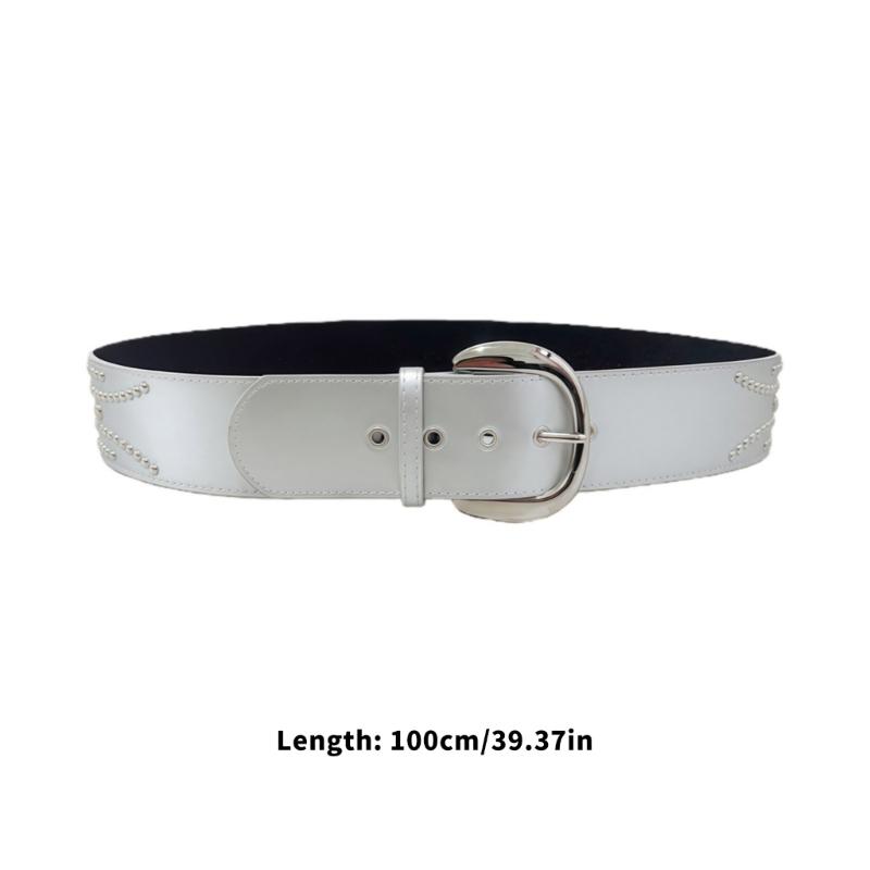 Edgy Punk Rock Women's Waist Belt For Jeans Hip Hop Charm PU Leather Adjustable Strap