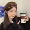 Beret Stylish Retro For Women Sweet Look With Embroidered Detail Chain