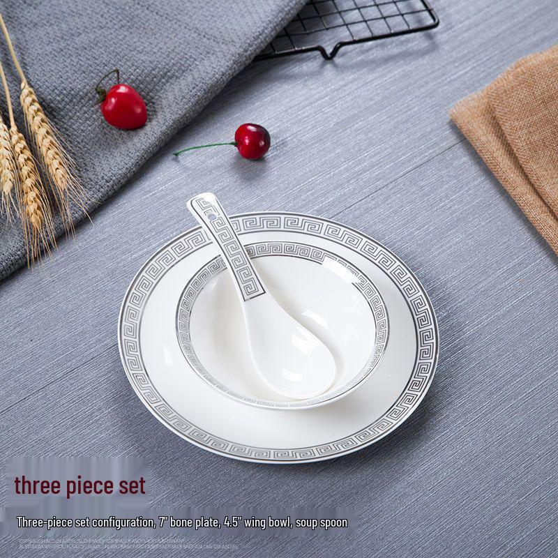 Luxury Ceramic Dinnerware Set: Plates, Bowls, Spoons & Cups for Restaurants & Clubs