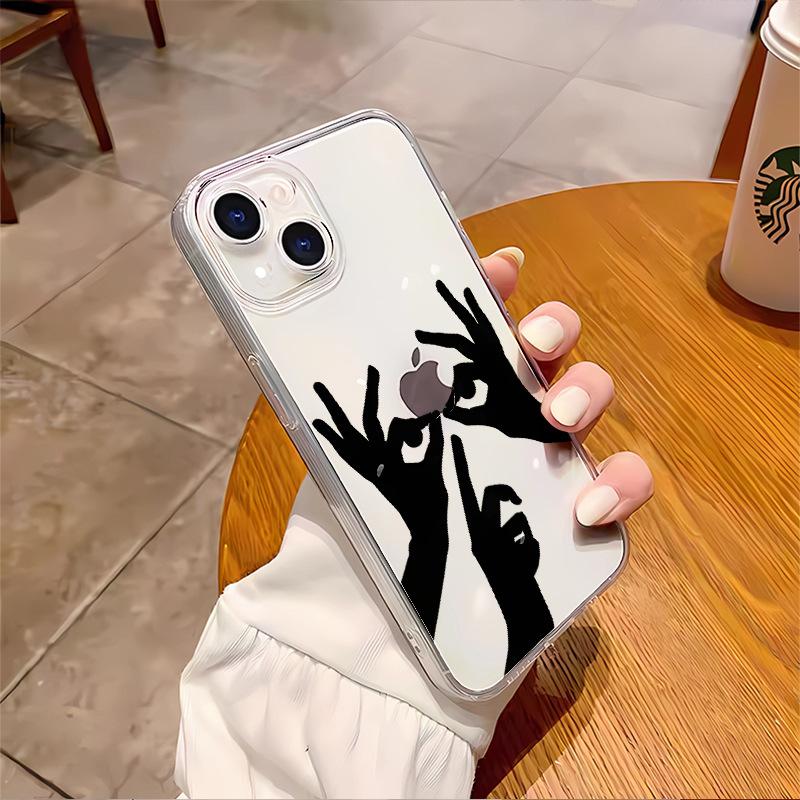 Funny gesture eye application Apple 16e mobile phone case iphone14 foreign trade hot-selling 17pro transparent soft case 12