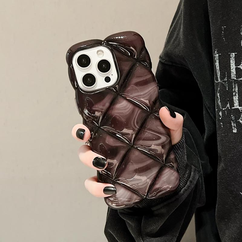 Fashion Gradient Glitter Cubes Grid Pattern Case For iPhone 16 15 13 12 11 Pro Max 15 Plus Shockproof Phone Cover Shell