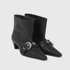 Fashion Fashion Designer Shoe Buckle Pointed Toe Short Boots Low Heel Soft Leather Chelsea Botines Wide Tube Slip-On Women Ankle Botas