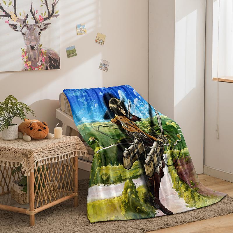 Attack On The Giant Series Flannel Blanket 3D Printed Sofa Blanket Thickened Blanket