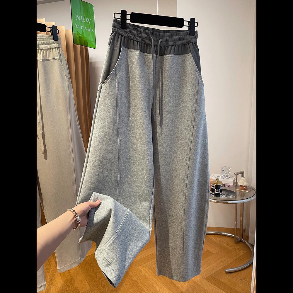 Spring 2024 Women's High-Waist Color-Contrast Wide-Leg Pants